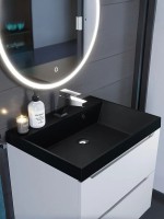 Раковина для ванной 70 см, Uperwood Classic Quartz, кварцевая, черная матовая, космос