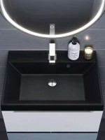 Раковина для ванной 70 см, Uperwood Classic Quartz, кварцевая, черная матовая, космос