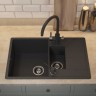 Кухонная мойка кварцевая Uperwood Quartz Premium UPD-05-04, прямоугольная двухсекционная, черная