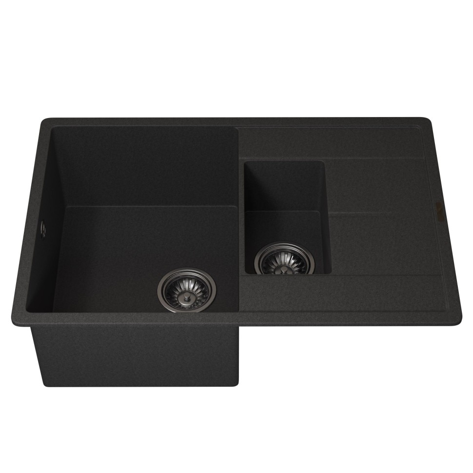 Кухонная мойка кварцевая Uperwood Quartz Premium UPD-05-04, прямоугольная двухсекционная, черная