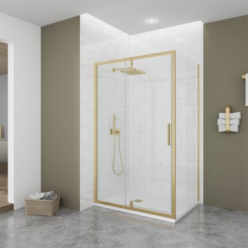 Боковая панель Veconi Ottimo SP G, 700х1900 золото брашинг, стекло прозрачное