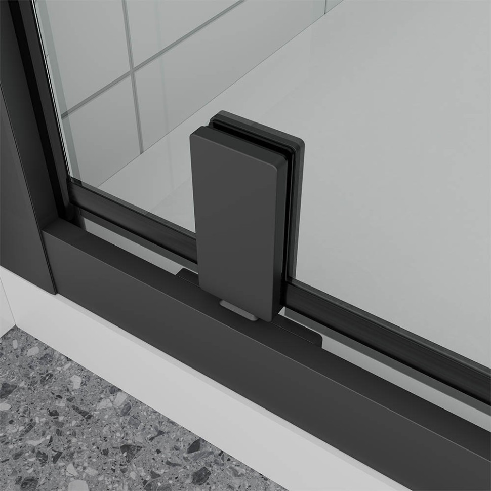 Душевой угол Veconi Ottimo P30SP B, 800х800х1900 черный матовый, стекло тонированное матовое