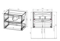 База под керамическую раковину Mia Slim 700 подвесная, 2 выкатных ящика soft close, G.White