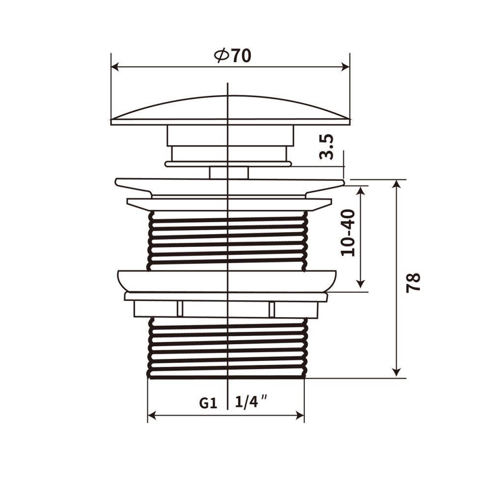 Донный клапан с керамической крышкой Vincea DBS0-216MC, капучино мат. крышка, без перелива