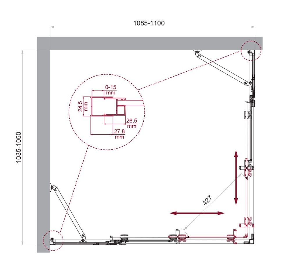 Душевой уголок BelBagno LUCE-AH-22-110/105-C-Cr