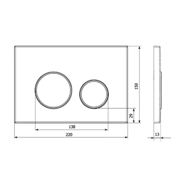 Кнопка смыва для унитаза Veconi Round Design VFRD-BLG, 150х220х13, пластик, черный, кайма - матовое золото