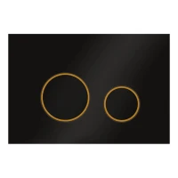 Кнопка смыва для унитаза Veconi  Round Design VFRD-BLG, 150х220х13, пластик, черный, кайма - матовое золото