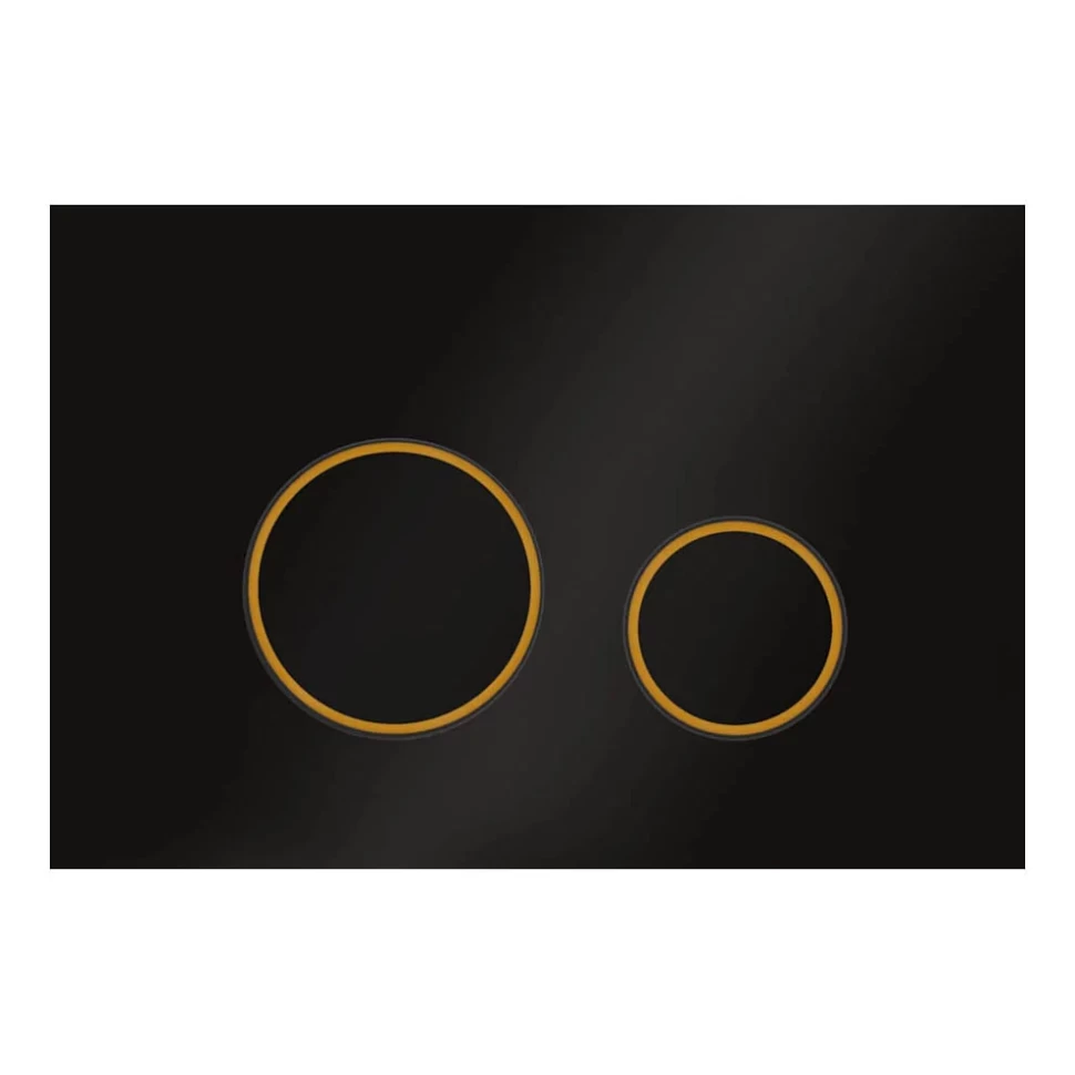 Кнопка смыва для унитаза Veconi  Round Design VFRD-BLG, 150х220х13, пластик, черный, кайма - матовое золото