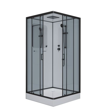 Душевая кабина Niagara Premium NG-6902-01Q BLACK (100х100х210) низкий поддон(16 см),черный,стекло тонированное,4 места
