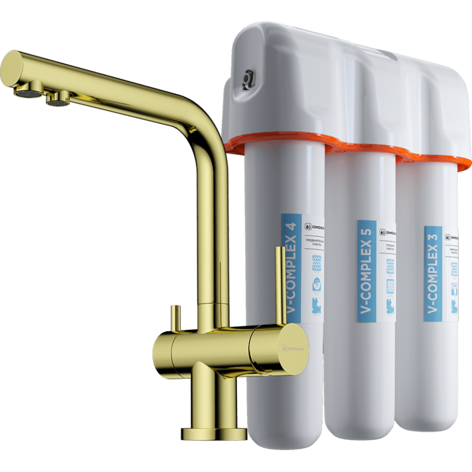 Комплект смеситель+фильтр Omoikiri Nagano-LG + Pure drop Lite