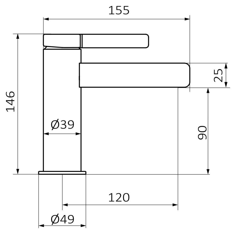 Смеситель для раковины GRB AXIS 74510740, хром