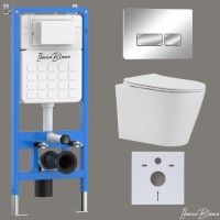 Комплект 3в1 IBERICA BLANCA инсталляция SILENCIO, унитаз BURGOS ALTO белый, кнопка смыва ESTI-R хром глянцевый (IB001.BRA.234.213)