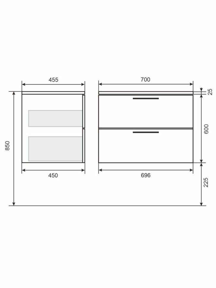 Тумба под раковину для ванной Uperwood Foster New 70 см, подвесная, серый графит