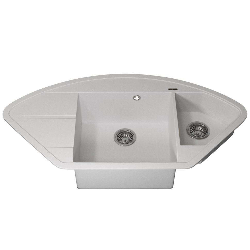 Кухонная мойка кварцевая Uperwood Quartz Premium UPD-06-01, угловая двухсекционная, белая