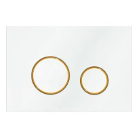 Кнопка смыва для унитаза Veconi  Round Design VFRD-WHG, 150х220х13, пластик, белый, кайма - матовое золото