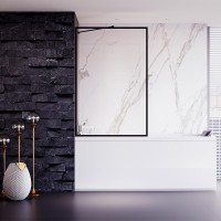 Шторка на ванну Veconi Palau PL-85B, 700x1500, черный, стекло прозрачное