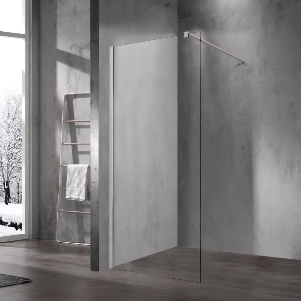 Душевая перегородка Walk-In VSW-1H110CLBN, 1100*2000, брашированный никель, стекло прозрачное