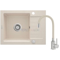 Гранитная мойка со смесителем, 1-чаша с осушкой