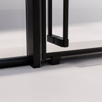 Душевой угол раздвижной Veconi Premium Prato 300 SP B-R, 1600х1000x2000, черный матовый, стекло прозрачное