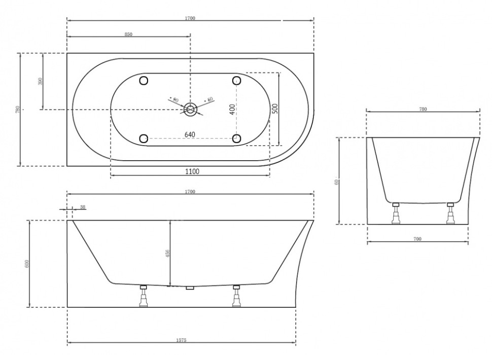 Акриловая ванна ABBER AB9257-1.7 L белая