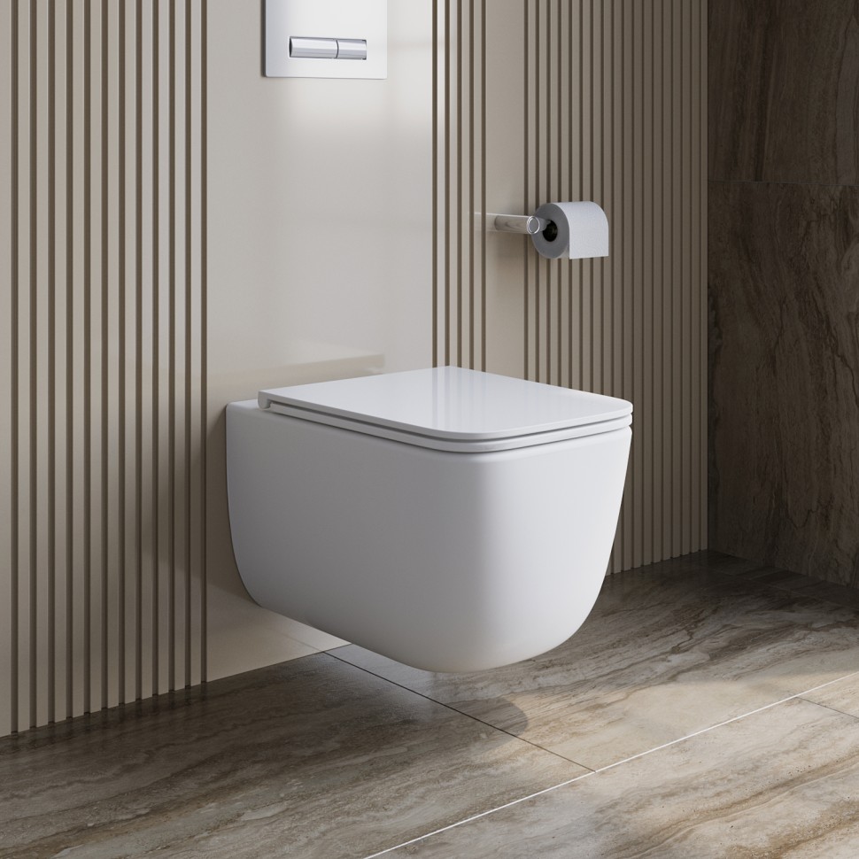 Унитаз подвесной безободковый с сиденьем BelBagno UNO 2.1 BB7006CHR/SC