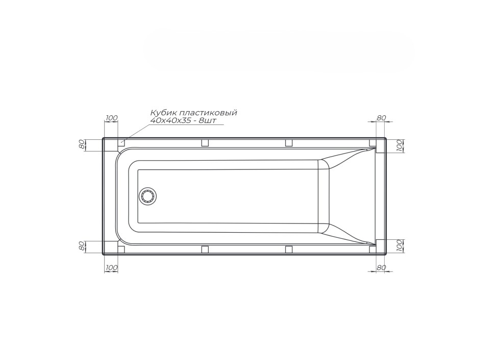 Акриловая ванна с каркасом Uperwood Infinity 175x70 см, белая