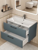 Тумба под раковину для ванной Uperwood Foster New 80 см, подвесная, серый графит