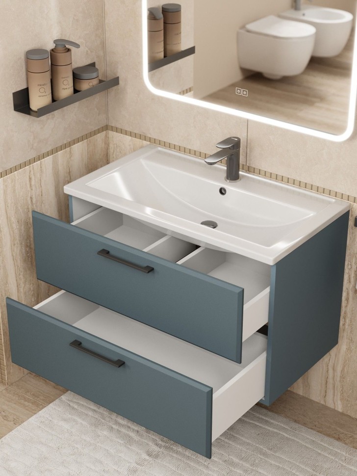 Тумба под раковину для ванной Uperwood Foster New 80 см, подвесная, серый графит