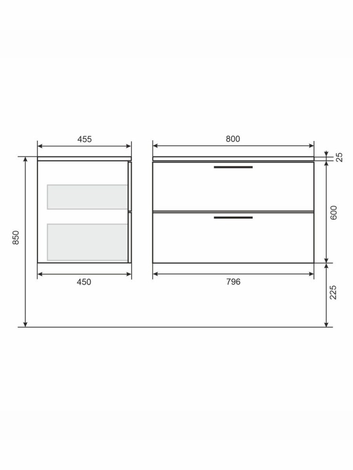 Тумба под раковину для ванной Uperwood Foster New 80 см, подвесная, серый графит