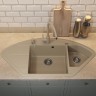 Кухонная мойка кварцевая Uperwood Quartz Premium UPD-06-02, угловая двухсекционная, бежевая