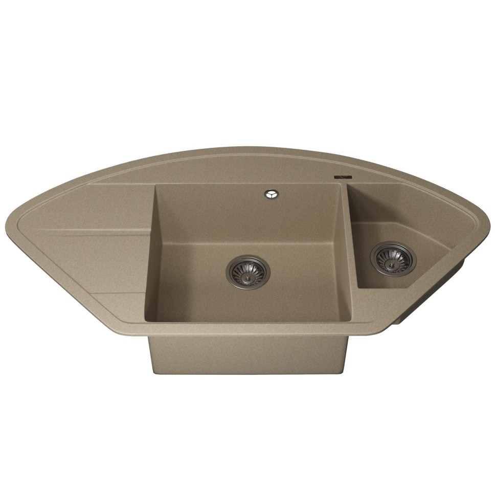 Кухонная мойка кварцевая Uperwood Quartz Premium UPD-06-02, угловая двухсекционная, бежевая