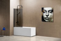 Душевая шторка на ванну VSB-11800CLB, 800*1400, черный, стекло тонированное