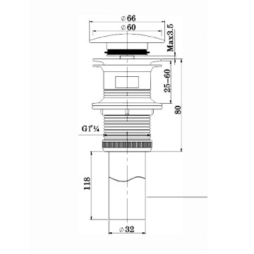 Донный клапан Солид Серфейс (Solid Surface) Vincea DBS-616MB, черная матовая крышка, без перелива