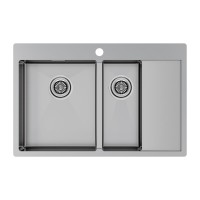 Мойка нерж. сталь KRONER 78/2SF, PM227851-BSL, брашированная нерж. сталь, левая, 780х510мм, Paulmark