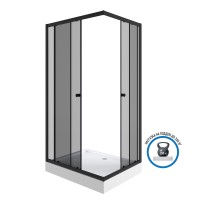 Душевой уголок Niagara Eco NG-018-14QT (100х80х195) низкий поддон(13см),черный,стекло тонированное,2 места