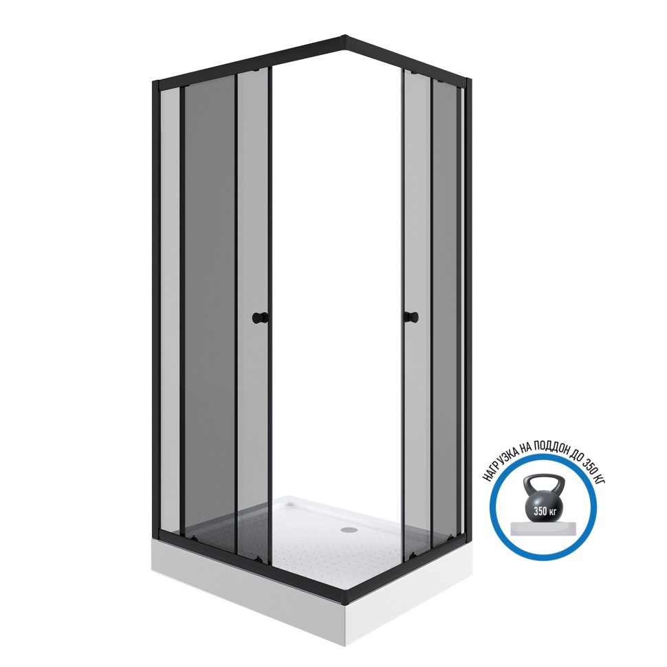 Душевой уголок Niagara Eco NG-018-14QT (100х80х195) низкий поддон(13см),черный,стекло тонированное,2 места