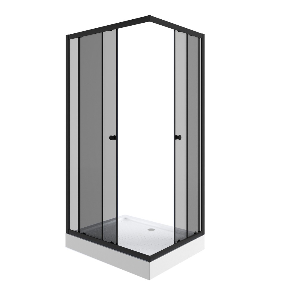 Душевой уголок Niagara Eco NG-018-14QT (100х80х195) низкий поддон(13см),черный,стекло тонированное,2 места