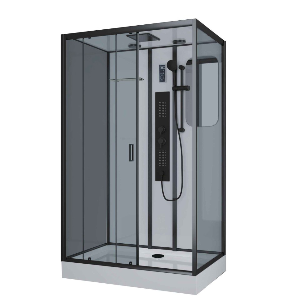 Душевая кабина Niagara Premium NG-6912-01GQR BLACK (120х80х210) низкий поддон(16 см),черный,стекло тонированное,5 мест