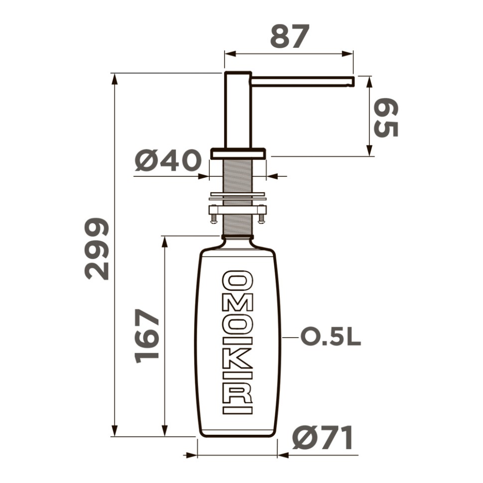 Дозатор Omoikiri OM-10-BN латунь/нержавеющая сталь