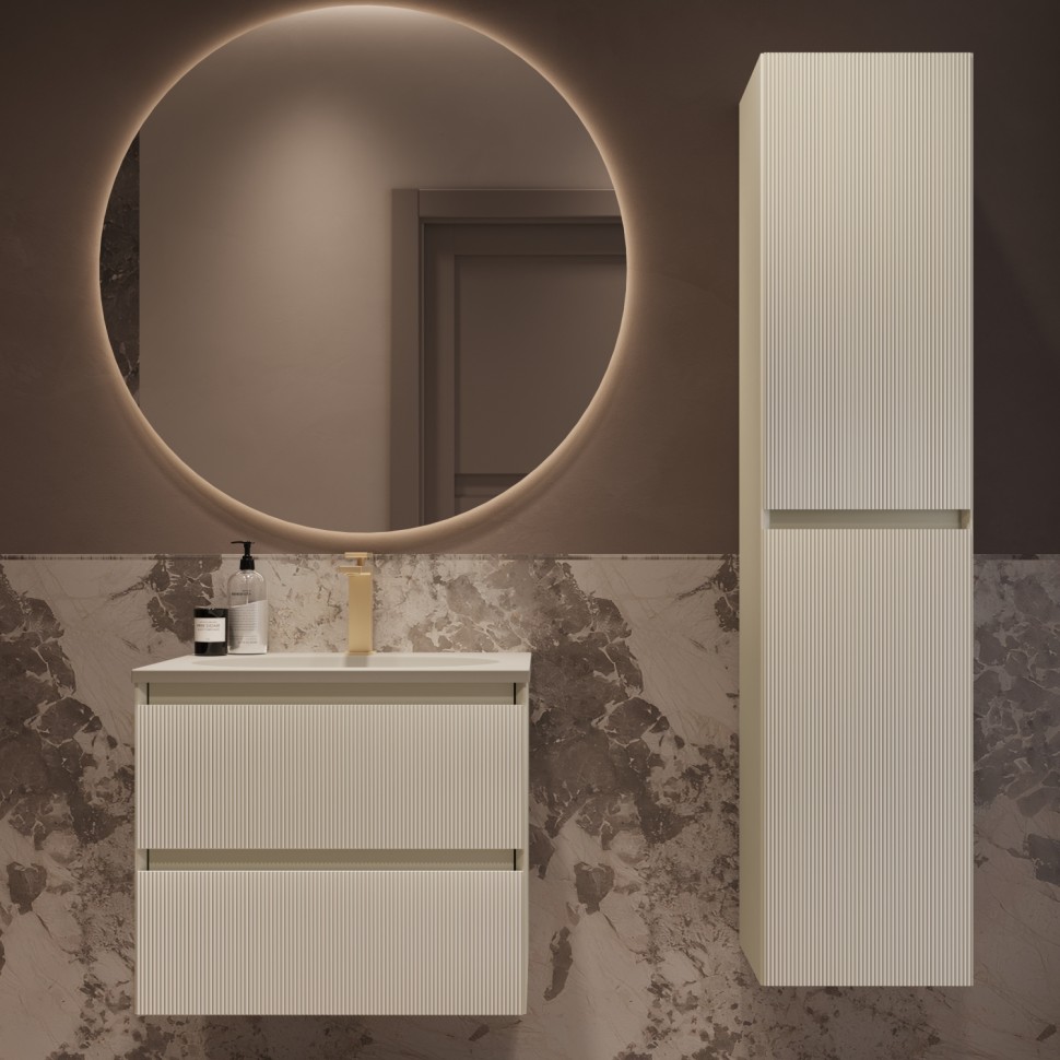 База под раковину Welle 600 подвесная, 2 выкатных ящика soft-close, M.Beige