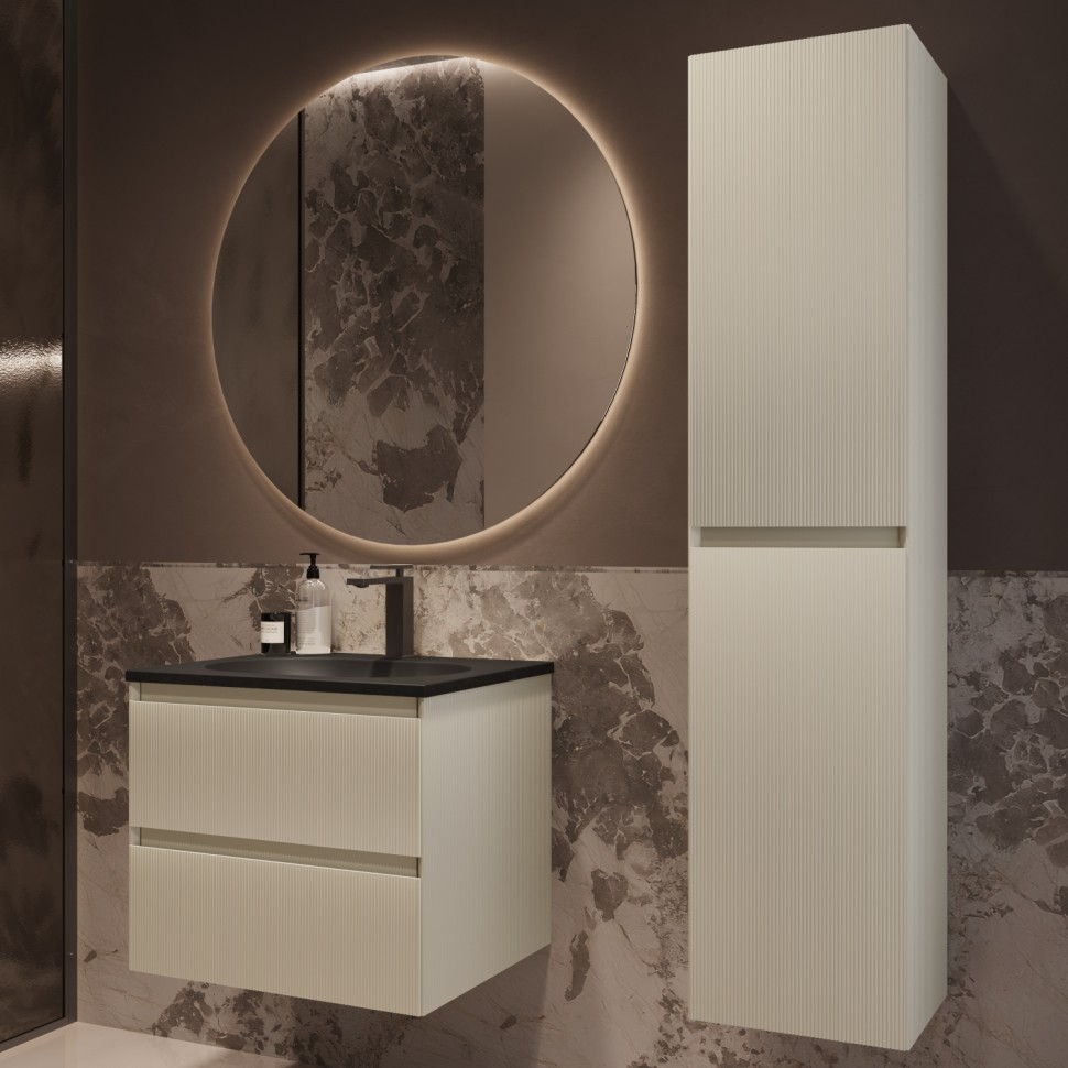 База под раковину Welle 600 подвесная, 2 выкатных ящика soft-close, M.Beige