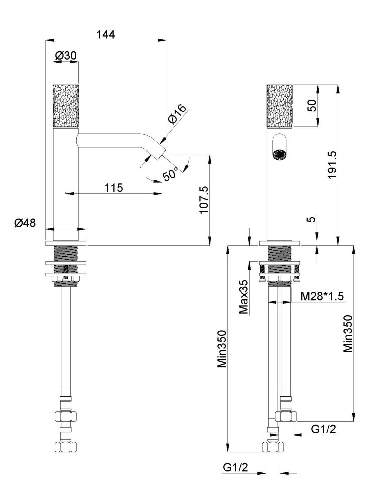 Смеситель для раковины Аура (Aura) VBF-6AU1GM, вороненая сталь