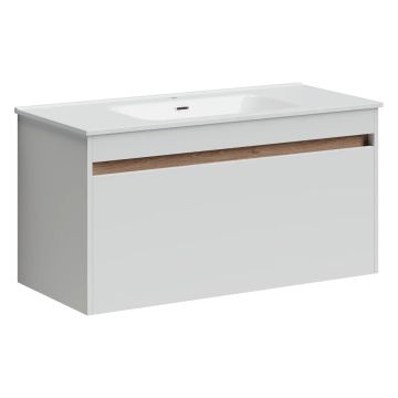 Тумба подвесная SANCOS Smart 990х450х500, c двумя ящиками оснащенными доводчиками, белый глянец , арт. SM100W