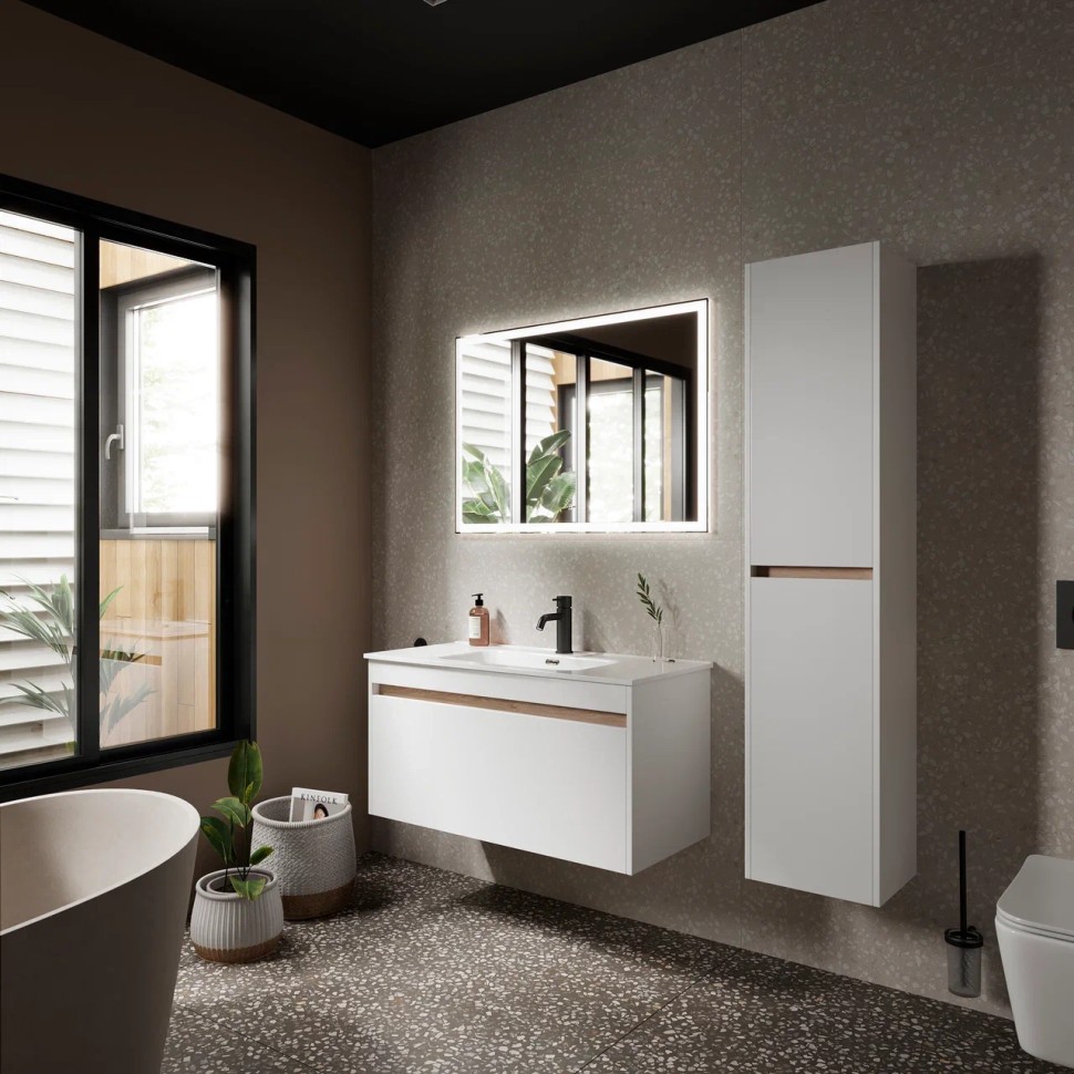 Тумба подвесная SANCOS Smart 990х450х500, c двумя ящиками оснащенными доводчиками, белый глянец , арт. SM100W