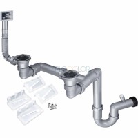 Сифон для стальной мойки накладной, 2-чаши - слив 2"