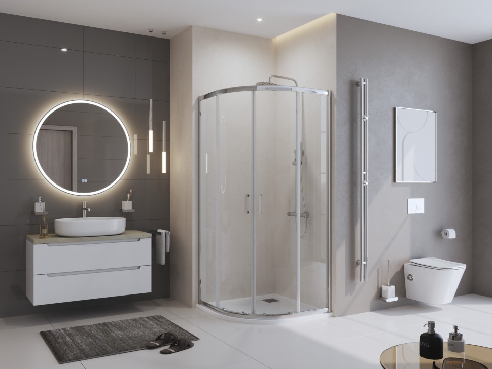 Душевой поддон из искусственного мрамора в комплекте с сифоном BelBagno UNO TRAY-MR-UNO-R-80-550-35-W-CR