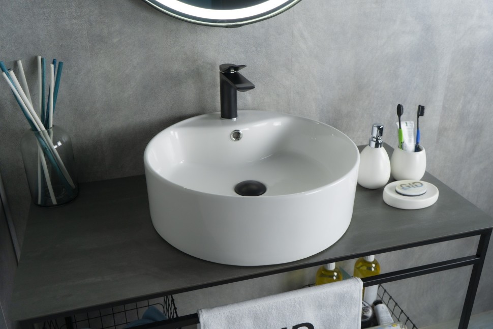 Раковина Gid N9008b 51104 накладная белая 46x46x16