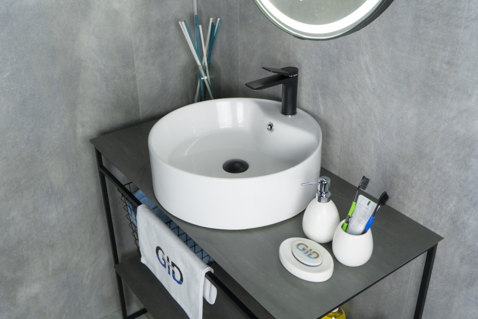 Раковина Gid N9008b 51104 накладная белая 46x46x16