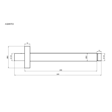 AQM8703GM Держатель верхнего душа, L=200мм, потолочный, металл