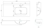 Раковина Vincea Elise VCB-4EL120MW-R, Corian правая, цвет белый матовый